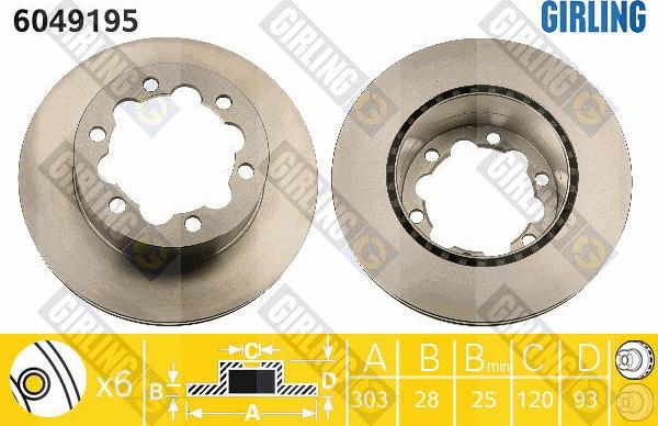 Girling 6049195 - Тормозной диск autospares.lv