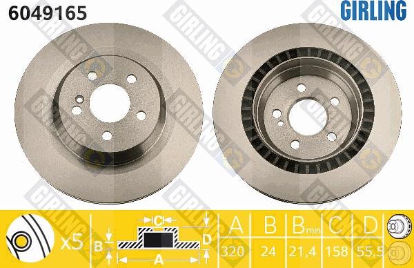 Girling 6049165 - Тормозной диск autospares.lv