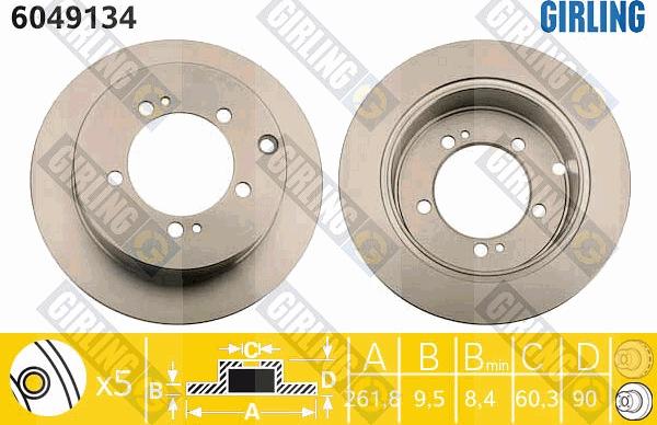 Girling 6049134 - Тормозной диск autospares.lv