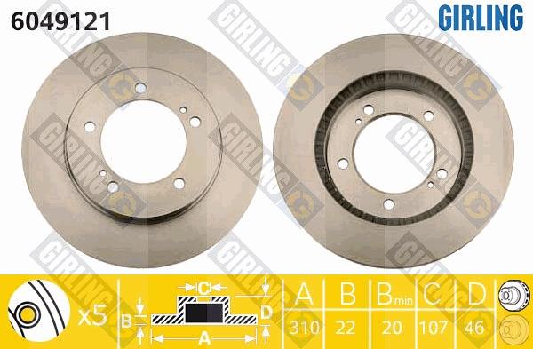 Girling 6049121 - Тормозной диск autospares.lv