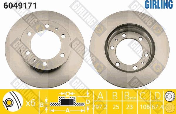 Girling 6049171 - Тормозной диск autospares.lv