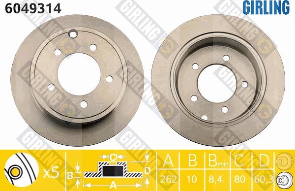 Girling 6049314 - Тормозной диск autospares.lv