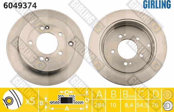 Girling 6049374 - Тормозной диск autospares.lv