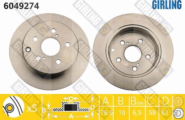 Girling 6049274 - Тормозной диск autospares.lv