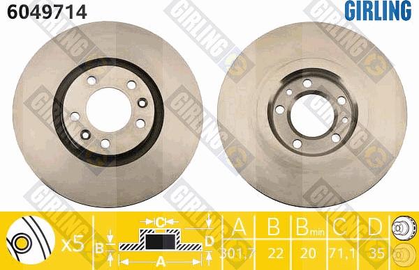 Girling 6049714 - Тормозной диск autospares.lv