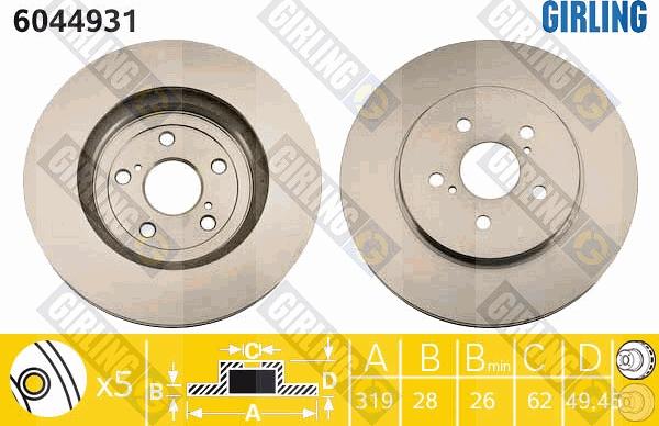 Girling 6044931 - Тормозной диск autospares.lv