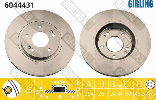 Girling 6044431 - Тормозной диск autospares.lv