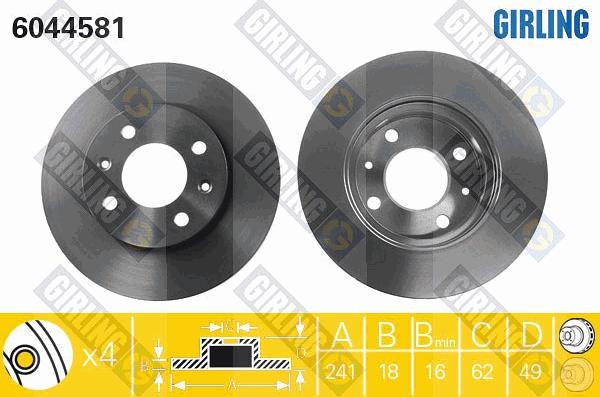 Girling 6044581 - Тормозной диск autospares.lv