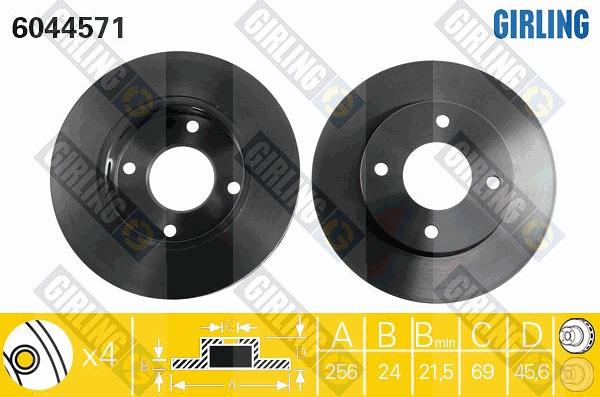 Girling 6044571 - Тормозной диск autospares.lv