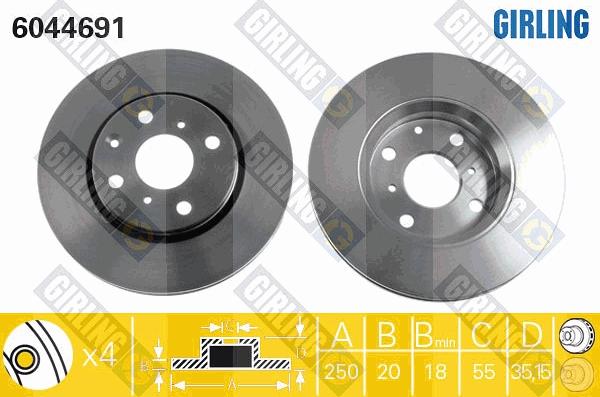 Girling 6044691 - Тормозной диск autospares.lv