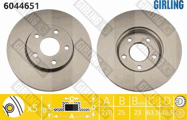 Girling 6044651 - Тормозной диск autospares.lv