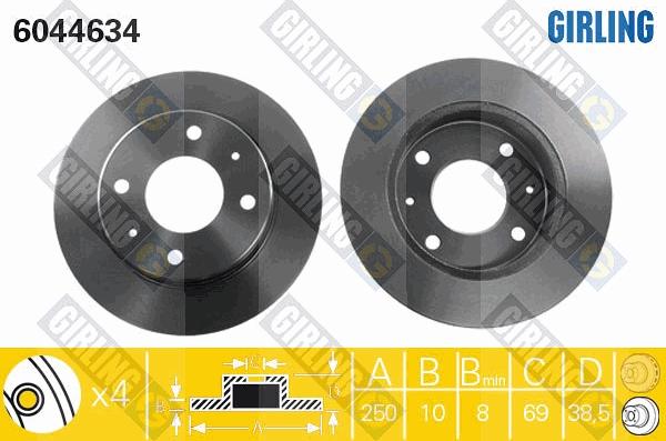 Girling 6044634 - Тормозной диск autospares.lv