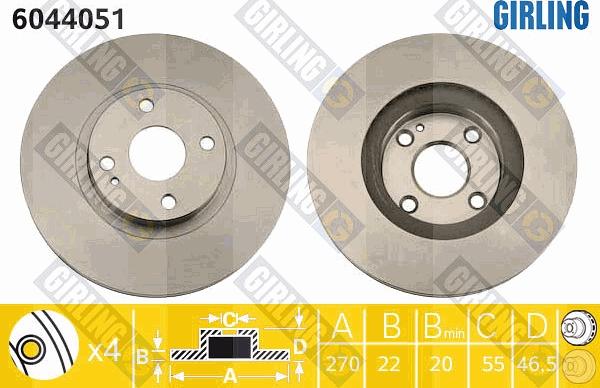 Girling 6044051 - Тормозной диск autospares.lv