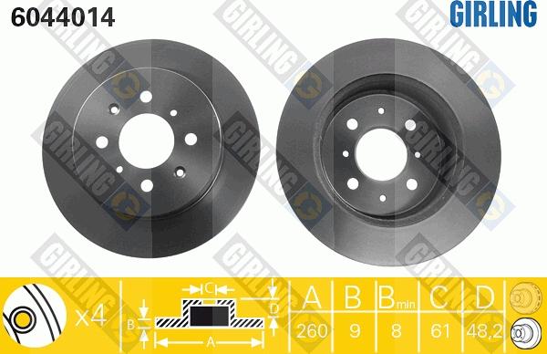 Girling 6044014 - Тормозной диск autospares.lv