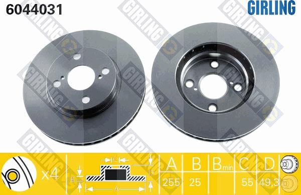 Girling 6044031 - Тормозной диск autospares.lv