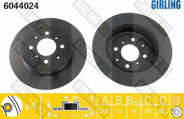 Girling 6044024 - Тормозной диск autospares.lv