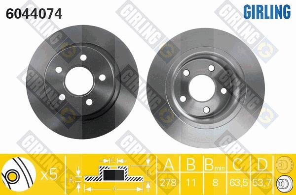 Girling 6044074 - Тормозной диск autospares.lv