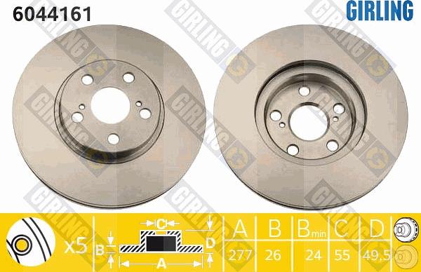 Girling 6044161 - Тормозной диск autospares.lv