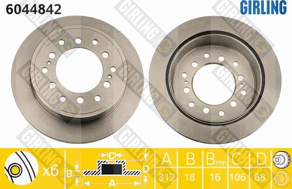 Girling 6044842 - Тормозной диск autospares.lv