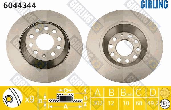 Girling 6044344 - Тормозной диск autospares.lv