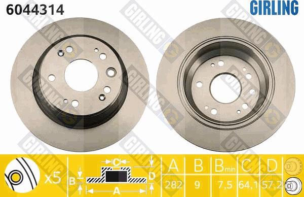 Girling 6044314 - Тормозной диск autospares.lv