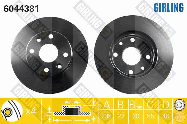 Girling 6044381 - Тормозной диск autospares.lv