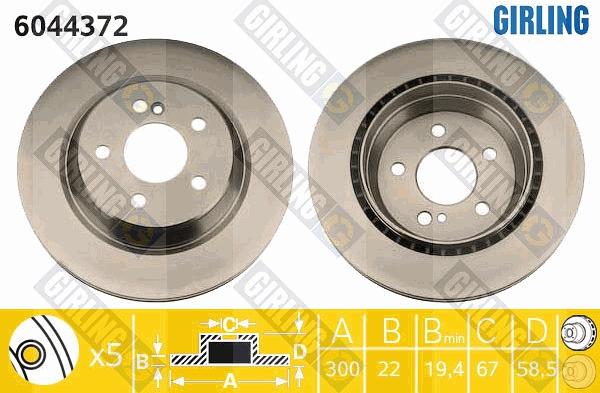 Girling 6044372 - Тормозной диск autospares.lv