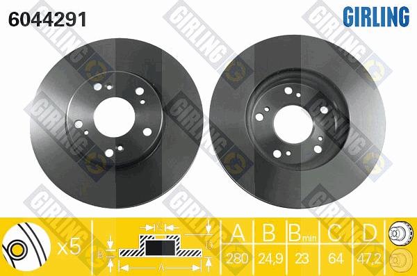 Girling 6044291 - Тормозной диск autospares.lv