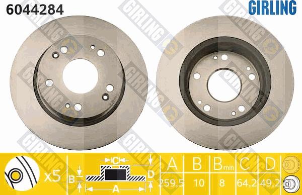 Girling 6044284 - Тормозной диск autospares.lv