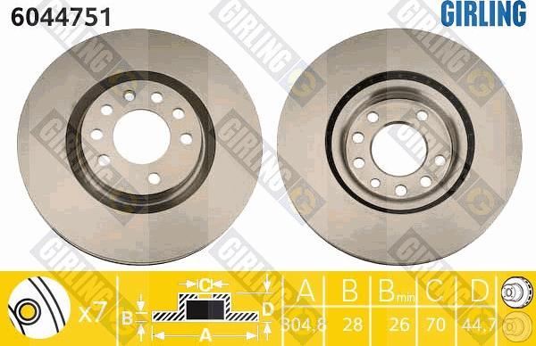 Girling 6044751 - Тормозной диск autospares.lv