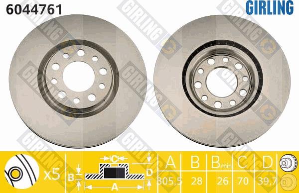 Girling 6044761 - Тормозной диск autospares.lv