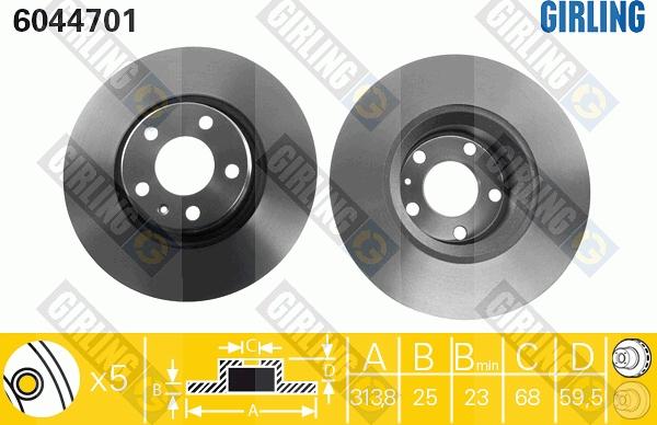 Girling 6044701 - Тормозной диск autospares.lv