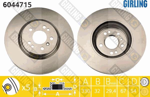 Girling 6044715 - Тормозной диск autospares.lv