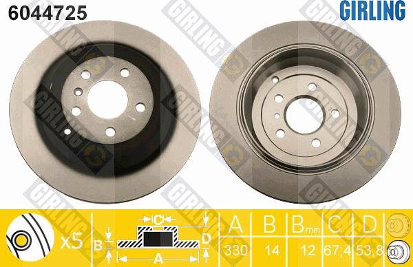 Girling 6044725 - Тормозной диск autospares.lv