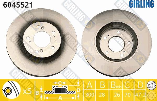 Girling 6045521 - Тормозной диск autospares.lv