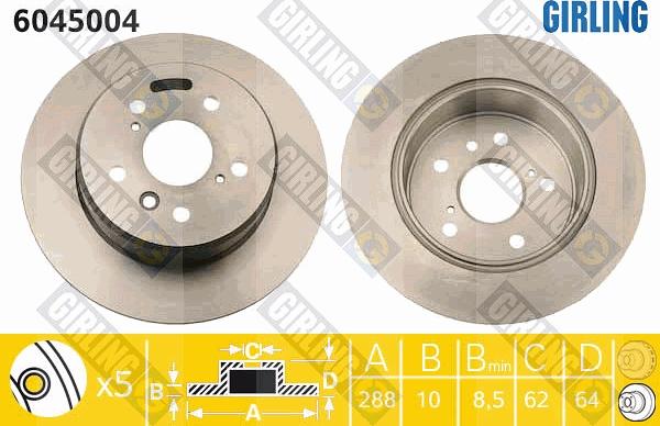 Girling 6045004 - Тормозной диск autospares.lv