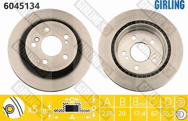 Girling 6045134 - Тормозной диск autospares.lv