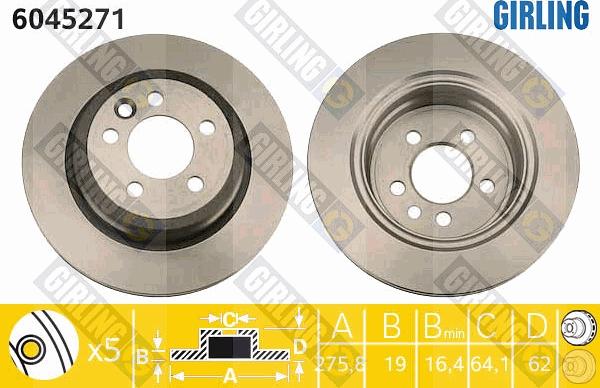 Girling 6045271 - Тормозной диск autospares.lv