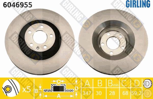 Girling 6046955 - Тормозной диск autospares.lv