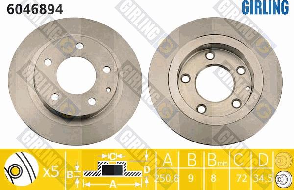 Girling 6046894 - Тормозной диск autospares.lv