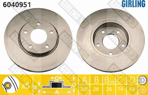 Girling 6040951 - Тормозной диск autospares.lv