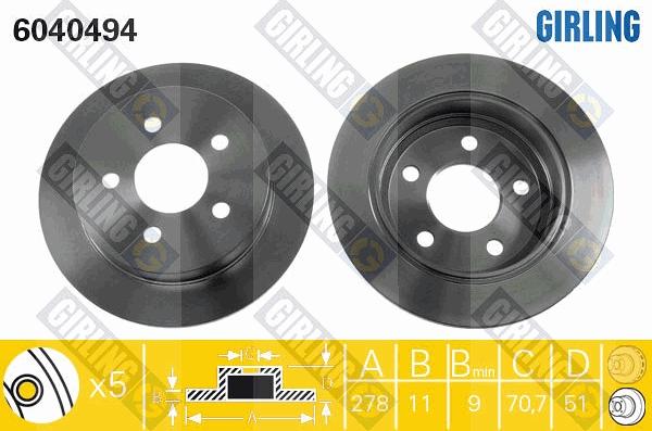 Girling 6040494 - Тормозной диск autospares.lv