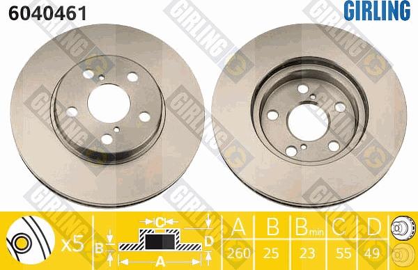 Girling 6040461 - Тормозной диск autospares.lv