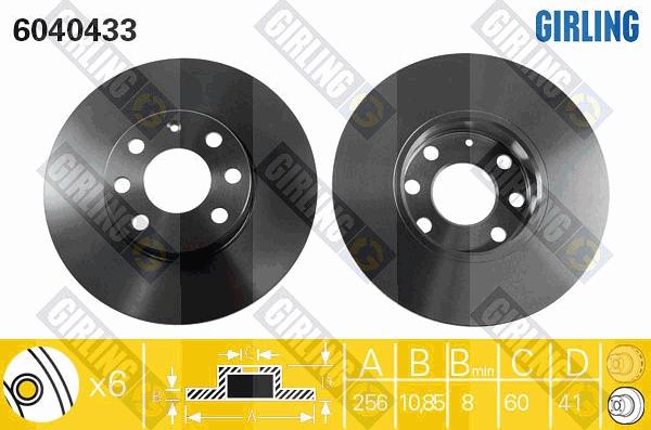 Girling 6040433 - Тормозной диск autospares.lv