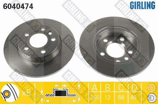 Girling 6040474 - Тормозной диск autospares.lv