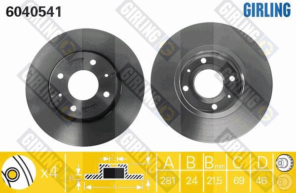 Girling 6040541 - Тормозной диск autospares.lv