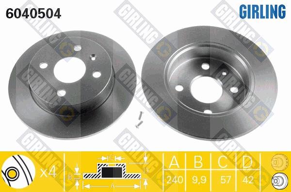 Girling 6040504 - Тормозной диск autospares.lv