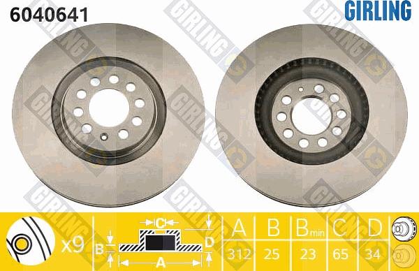 Girling 6040641 - Тормозной диск autospares.lv