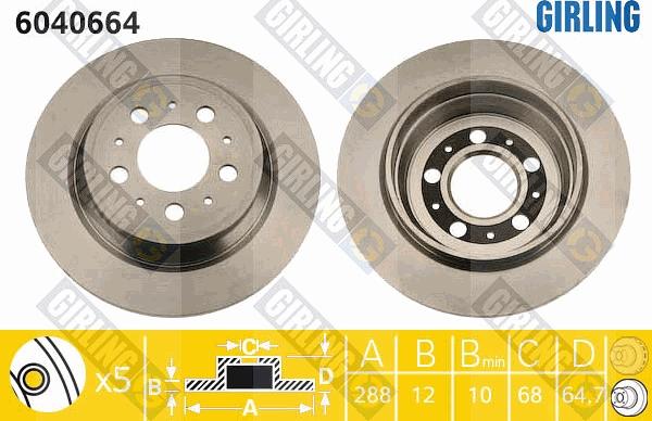 Girling 6040664 - Тормозной диск autospares.lv