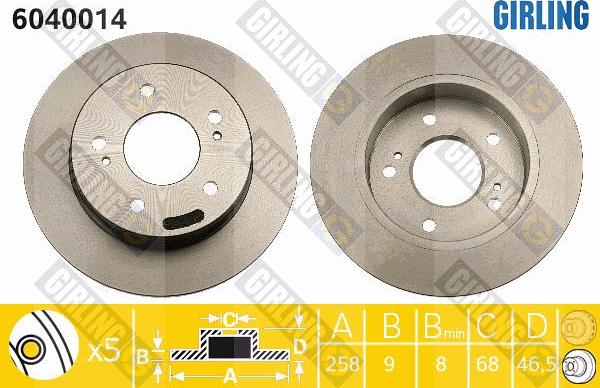 Girling 6040014 - Тормозной диск autospares.lv